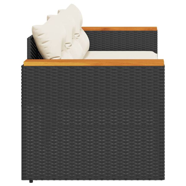 vidaXL 3-personers havesofa med hynder polyrattan sort