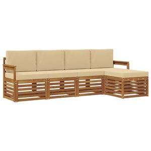 vidaXL Sofas&aelig;t med pude 5 pcs Naturlig og Beige Massivt Akacietr&aelig;