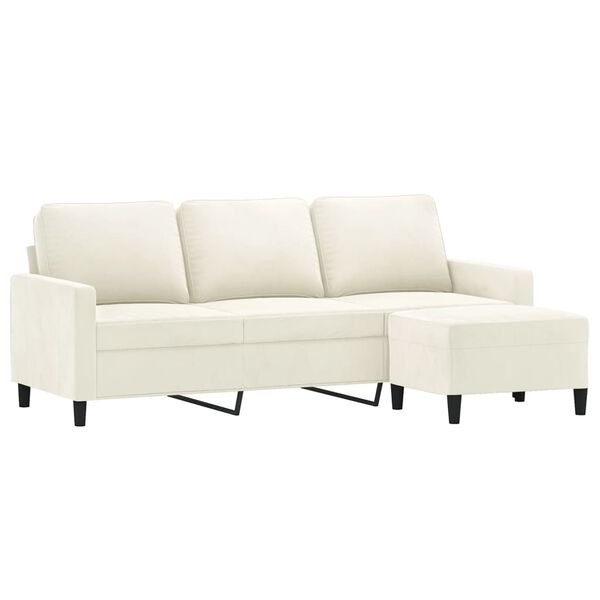 vidaXL 3-personers sofa med fodskammel 180 cm velour cremefarvet