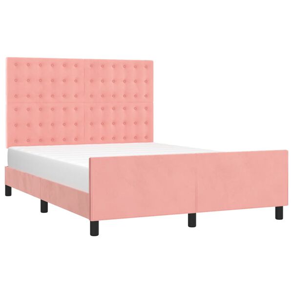 vidaXL sengeramme med sengegavl 140x190 cm fl&oslash;jl pink