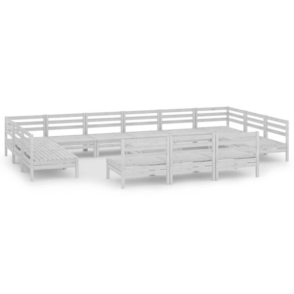 vidaXL lounges&aelig;t til haven 14 dele massivt fyrretr&aelig; hvid