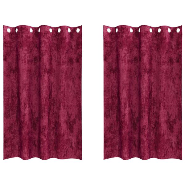 vidaXL Velour Gardiner med gardiner 2 pcs Vinrød 175 x 140 cm Fløjl