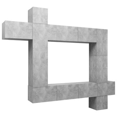 vidaXL tv-skabe 9 dele spånplade betongrå