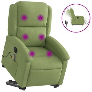 vidaXL l&oslash;ftestol med massagefunktion velour lysegr&oslash;n