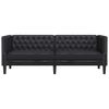 vidaXL Chesterfieldsofa Argyle Sort 194 x 74.5 x 70.5 cm Kunstlæder