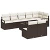 vidaXL Havesofa S&aelig;t med pude 9 pcs Brun og Creme polyrattan