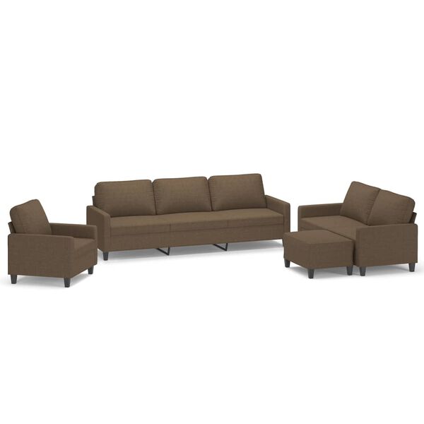 vidaXL sofas&aelig;t 4 dele med hynder stof brun