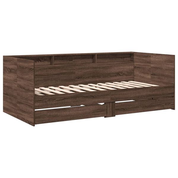 vidaXL daybed med skuffer uden madras 90x190 cm brunt eg