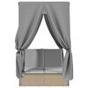 vidaXL solseng med tag og gardiner polyrattan beige