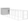 vidaXL hundehus med l&oslash;beg&aring;rd 214x865x181 cm galvaniseret st&aring;l lysegr&aring;