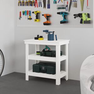 vidaXL arbejdsbord 78,5x50x80 cm massivt fyrretr&aelig; hvid