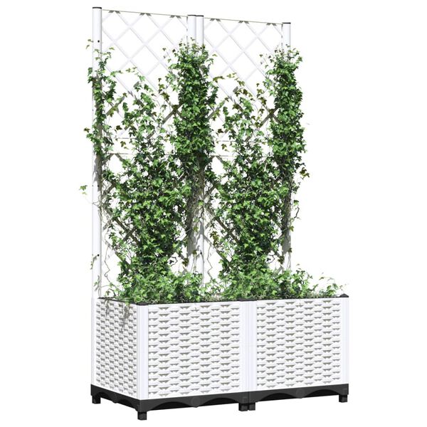 vidaXL plantekasse med espalier 80x40x136 cm PP hvid