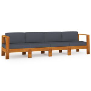 vidaXL 4-personers havesofa med m&oslash;rkegr&aring; hynder akacietr&aelig;