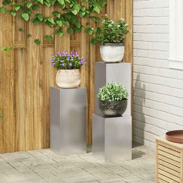 vidaXL Planteholder 3 pcs S&oslash;lv Rustfrit st&aring;l