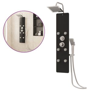 vidaXL brusepanel 25x47,5x130 cm glas sort