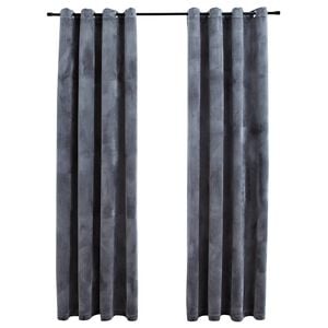 vidaXL m&oslash;rkl&aelig;gningsgardiner 2 stk. ringe 140 x 175 cm fl&oslash;jl antracit