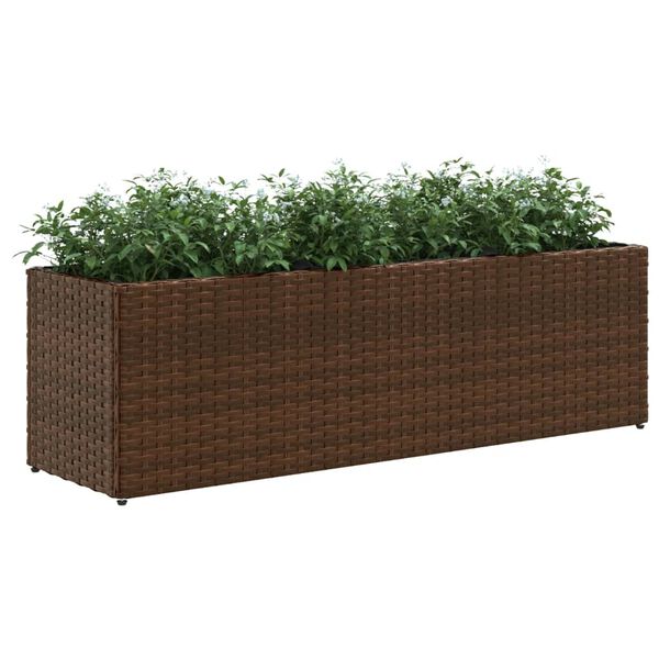 vidaXL plantekasser 2 stk. med 3 potter 105x30x32 cm polyrattan brun