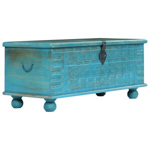 vidaXL opbevaringskiste 100x40x41 cm massivt mangotr&aelig; bl&aring;