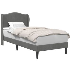 vidaXL Sengestel med hovedg&aelig;rde M&oslash;rkegr&aring; 90 x 190 cm Fl&oslash;jl