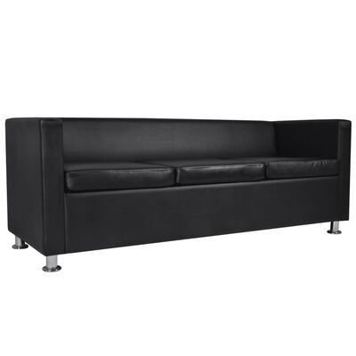 vidaXL sofa 3-pers. kunstlæder sort