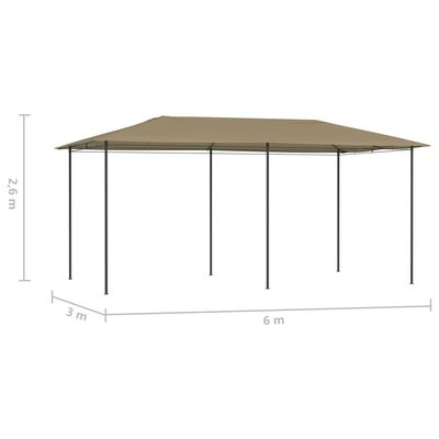 vidaXL pavillon 3x6x2,6 cm 160 g/m² gråbrun