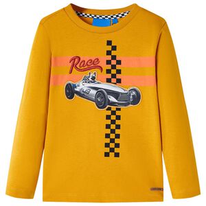 vidaXL Lang&aelig;rmet T-shirt til b&oslash;rn str. 104 okkergul