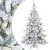 vidaXL Kunstigt Hinged Juletr&aelig; med 300 LED'er Hvid 210 cm PVC og St&aring;l