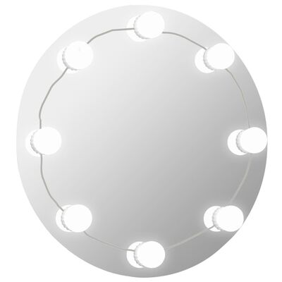 vidaXL vægspejl uden ramme med LED-lys rundt glas