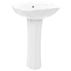 vidaXL fritst&aring;ende vask med piedestal keramik hvid 580 x 510 x 200 mm