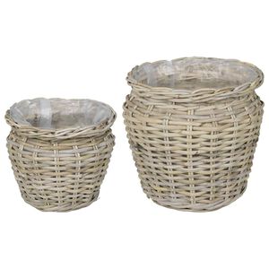 vidaXL Plantekurv med opbevaring GENDT 2 stk. Naturlig gr&aring; Kubu rattan