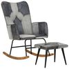 vidaXL gyngestol med fodskammel ægte læder og lærred grå