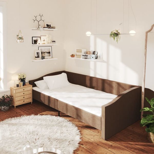 vidaXL daybed med madras og USB 90x200 cm stof m&oslash;rkebrun