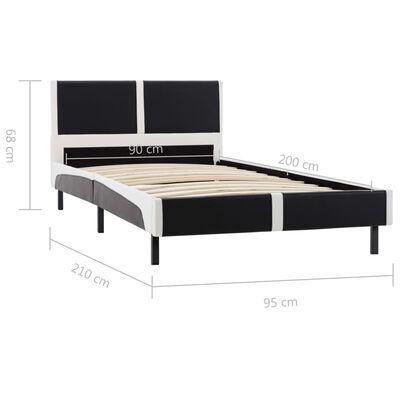 vidaXL sengestel 90 x 200 cm sort og hvid kunstlæder