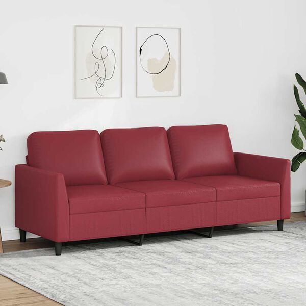 vidaXL 3-personers sofa 180 cm kunstl&aelig;der vinr&oslash;d