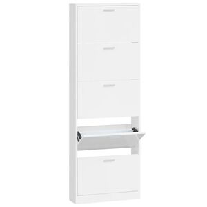 vidaXL skoskab 59x17x169 cm konstrueret tr&aelig; hvid h&oslash;jglans