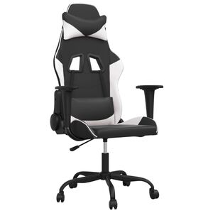 vidaXL gamingstol med massagefunktion kunstl&aelig;der sort og hvid