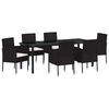 vidaXL Have Spisebordss&aelig;t 7 stk. Sort polyrattan
