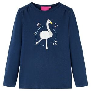 Lang&aelig;rmet T-shirt til b&oslash;rn str. 128 marinebl&aring;