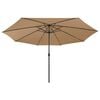 vidaXL haveparasol med LED-lys 400 cm gr&aring;brun