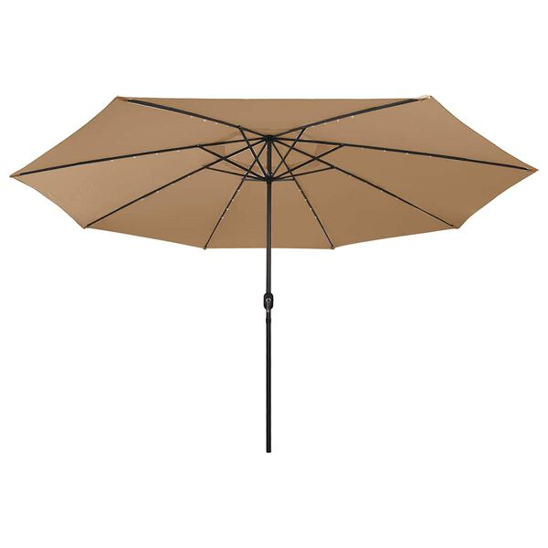 vidaXL haveparasol med LED-lys 400 cm gr&aring;brun