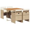 vidaXL spisebordss&aelig;t til haven 5 dele med hynder polyrattan beige