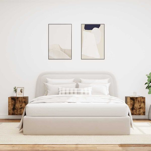 vidaXL v&aelig;gh&aelig;ngte tv-borde 2 stk. med LED-lys 40,5x35x40 cm r&oslash;get eg