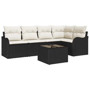 vidaXL Havesofa S&aelig;t med opbevaring 6 pcs Sort polyrattan