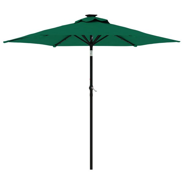 vidaXL parasol med LED-lys og stålstang 225x225x212 cm grøn