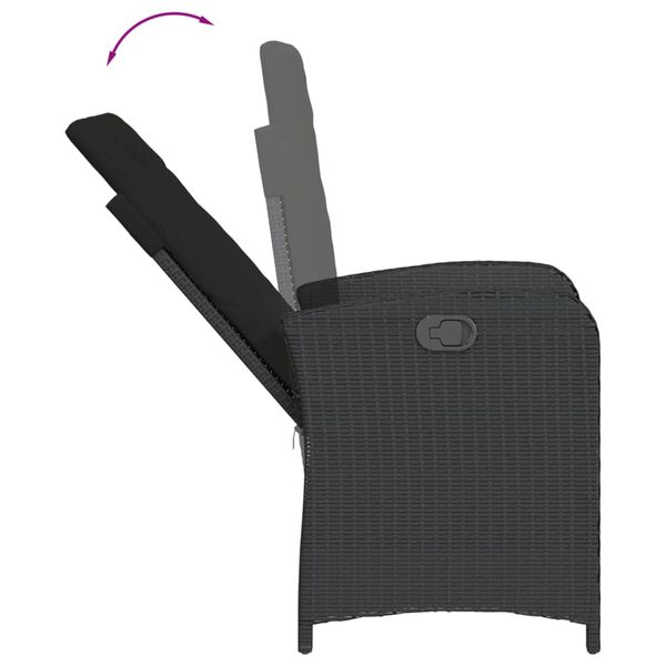 vidaXL spisebordss&aelig;t til haven 5 dele med hynder polyrattan sort