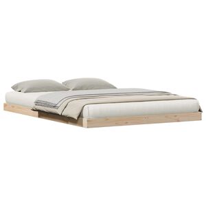 vidaXL Gulv seng ramme Naturfarvet 140 x 220 cm Massiv fyrretr&aelig;
