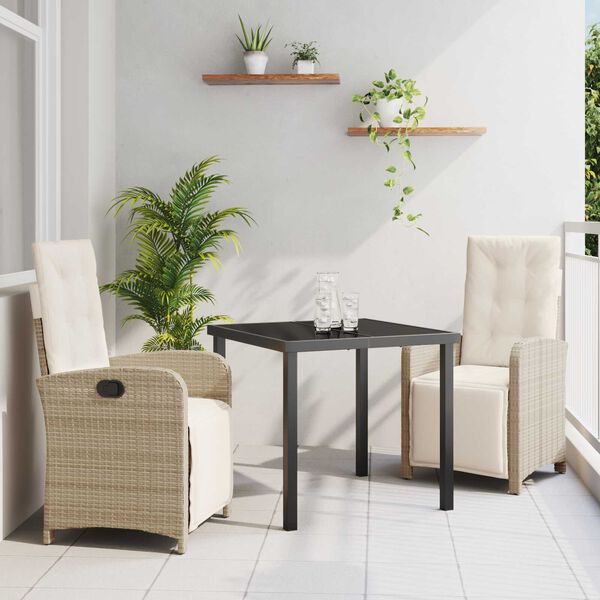 vidaXL Have Spisebordss&aelig;t med pude 3 pcs Beige polyrattan
