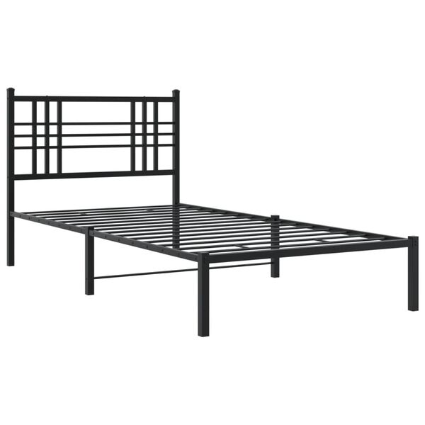vidaXL sengeramme med sengegavl 90x190 cm metal sort