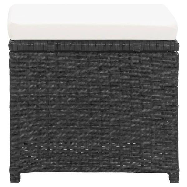 vidaXL havetaburetter 2 stk. med hynder polyrattan sort