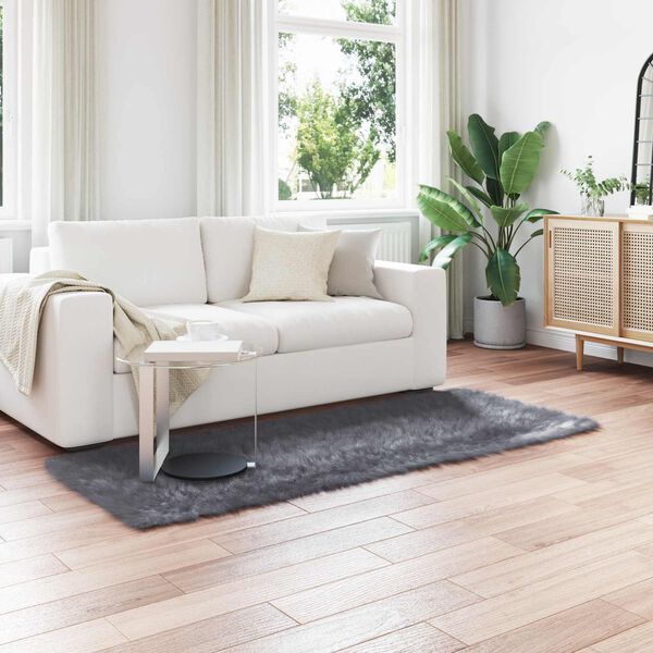 vidaXL Kunstpels F&aring;rskind T&aelig;ppe Tafalla Antracit 80 x 200 cm Polyester